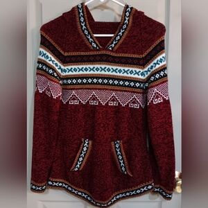 Women's Hooded Sweater - No size/material tag. Please see measurements.